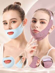 1pc Women's Facial Bandage, V-Face Lifting Mask, Graphene Breathable Mask With Pattern Print, Face Lift, Suitable For Daily Use, Back To School Season - Multicolor - View 8