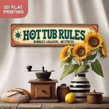 2D Flat Decorative Sign "Hot Tub Rules: Bubbles - Laughter - No Stress", Perfect For Home, Cafe, Garage, Durable And Easy To Install, Ideal Gift For Christmas Or Holiday Decor (Random Style) - A - View 5