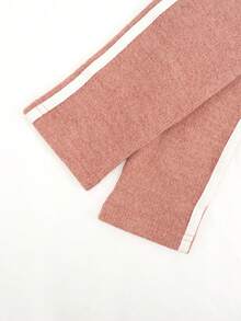 Women Striped Side V‑Neck Long Sleeve Knit Top & Flare Pants Two‑Piece Outfit, Casual Soft Loungewear Set - Pink - View 10