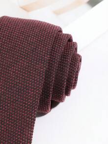 1Pc Men Burgundy Black Micro Dot Textured Classic Business Casual Necktie For Office Daily Semi-Formal - Multicolor - View 5