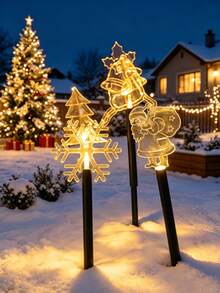 1pc Christmas Solar Powered Color Changing Lawn Light, Outdoor Waterproof Christmas Theme Decorative Light, 8 Lighting Modes, Suitable For Christmas Tree Decoration, Winter Outdoor Garden, Yard, Fence, Steps And Christmas Holiday Atmosphere Light - Mash Up - View 10