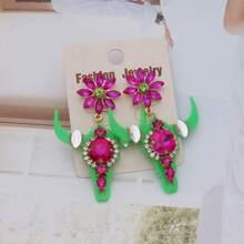 1Pair Handmade Copper Claw Inlaid Glass Tauren Earrings For Woman, Western Gothic Earrings, Festival Party Jewelry - Animal - View 23