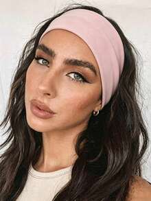 3pcs Women Soft Stretchy Wide Headbands, Autumn Winter Daily Versatile Basic Solid Turban Hair Bands, Boho Non-Slip Yoga Sport Accessories - Multicolor - View 9