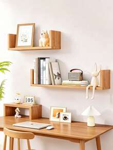 3 PiecesWall Mounted Storage Shelf Set, Multiple Sizes Available, With Stop Rail To Prevent Falling, Wall Hanging Design, Display & Storage Rack For Ornaments And Books In Living Room & Bedroom - A - View 1
