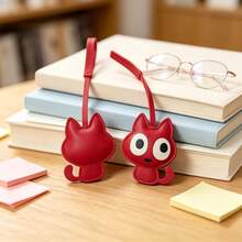 Cute Big-Eyed Red PU Leather Kitten Pendant, Versatile Accessory For Handbags, Crossbody Bags, Backpacks, Packaging Decoration - Multicolor - View 2