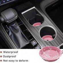 2PCS Deep Slot Silicone Car Cup Holder Coasters, With Built-In Handle For Easy Removal And Cleaning. Flexible Silicone Non-Slip Heat-Resistant, Deep Slot Holds Cup Securely, Reduces Spills And Leaks, Protects Original Car Cup Holder, Simple And Practical Car Interior Accessory. - Bowl-shaped Checkered Coaster - View 6