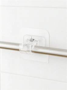 4pcs/Set PC Material Transparent Curtain Rod Hooks, Curtain Rod Clip Brackets, No-Drill Adhesive Backing Brackets, Horizontal Rod Door Curtain Telescopic Rod Adhesive Hooks - Clear - View 7