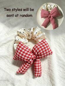 1pc Padded Bow Polka Dot Scrunchie Hair Tie Hair Accessory Hair Band Hair Rope Hair Accessory 1 - Multicolor - View 7