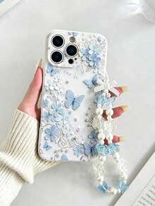 Casing Ponsel Anti Jatuh dengan Lubang Presisi dan Tepi Lurus Motif Bunga Biru dan Kupu-kupu, Cocok untuk 17/17Pro/17Promax, 16/16Plus/16Pro/16Promax, 15/15Plus/15Pro/15Promax, 14/14Plus/14Pro/14Promax, 13/13Pro/13Promax, 12/12Pro/12Promax, 11/11Pro Max. - MultiWarna - View 3