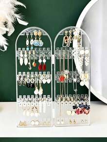 Multifunctional Transparent Acrylic Earring And Lip Ring Display Stand, Universal For Business Stores, Clear Jewelry Organizer Box Storage Rack, Essential For Women's Travel And Dorm, Autumn Decor - Multicolor - View 9