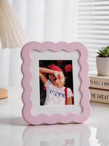 1/5pcs Cute Wavy Border Small Picture Frame, 3inch Mini Photo Holder, Pastel Color Tabletop Standing Frame For & Kpop Photocards, Room Table Decor & Gift - Multi-color - View 15