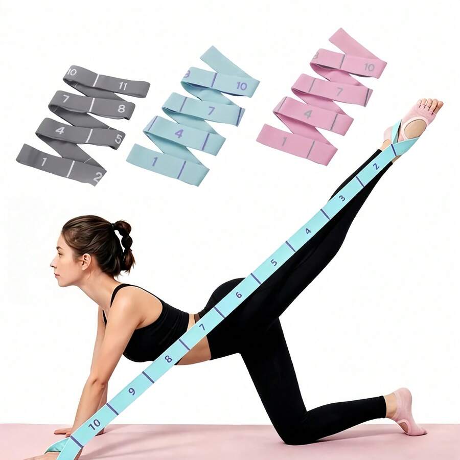 Pita Peregang Yoga, Pilates, dan Balet, untuk Latihan Fleksibilitas, Peregangan Kaki, dan Olahraga, Peralatan Peregangan Tari dan Kebugaran yang Tahan Lama - MultiWarna - View 1