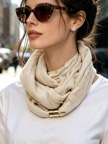 Slouchy Scarf, Multiple Colors Available, Knot-Free Scarf/Necklace, Soft Fabric Women's Necklace, Commute Versatile Fashion - Multicolor - View 11