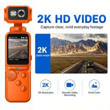 Kamera Vlogging Saku, Video 2K, Foto 12M, Timer 2,5 detik, Lensa Zoom yang Dapat Diputar, Perekaman Berulang 1/2/3/5/10 Menit, 5 Filter Merah Biru Hijau Hitam Putih Kuning, Pemotretan Beruntun, Pengikut Sorot, Fokus Cepat, Mikrofon, Baterai 2000mAh - View 13