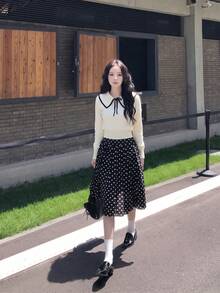 YCYC Spring/Autumn Casual Preppy Knit Pullover Sweater - Apricot - View 6