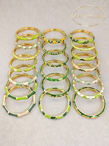 KASHIDAN 3 Buah Gelang Awan Berwarna-warni dengan Nuansa Hijau, Gaya Acak, Gelang Berpilin Asimetris Bergaya Vintage, Hadiah Terbaik untuk Sahabat dan Keluarga - Nuansa Hijau - View 6