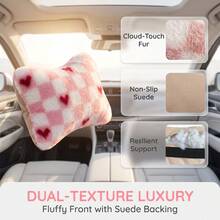 1pc Plaid Small Heart Square Plush Neck Pillow, Fashionable Cute Car Neck Pillow, Sweet Neck Support Pillow To Relieve Fatigue, Women's Car Accessory - Multicolor - View 5