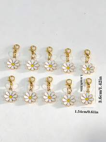 10pcs White Daisy Keychain Set, Sweet Floral Bag Wallet Car Charm, Wedding Party Graduation Bridesmaid Mom Gift, Beach Travel Accessory Christmas Present - Multicolor - View 3