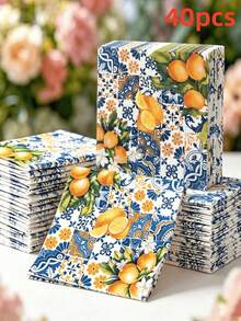 20pcs/40pcs/60pcs/80pcs/Lemon Party Napkins, Disposable Paper Napkins, Yellow Birthday Party Decoration Napkins, Suitable For Daily, Holiday, Summer Party, Wedding Table Decor And Scrapbooking - Multicolor - View 13