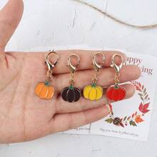 4pcs/8pcs Pumpkin & Thanksgiving Greeting Card Keychain Set, Suitable For Bags/Backpacks/Car Keychains/Daily DIY Decor, Ideal For Thanksgiving/Halloween/Daily Gifts/Holiday Parties - Multicolor - View 2