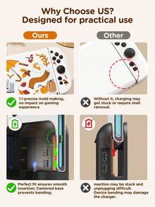 Ayotu Cartoon Scarf & Fallen Leaves & Cake Pattern Protective Case, Compatible With Switch, Compatible With New Switch 2 (2025)/Switch NS/Switch OLED, Can Be Installed On Dock Without Removing Protective Case, Universal Game Controller Protective Cover, Switch Game Accessories, Anti-Drop, Anti-Slip, Anti-Scratch, Fashionable And Beautiful, Suitable For Autumn/Christmas/Back To School/Winter/Easter/Birthday Gifts And Other Occasions. - View 5