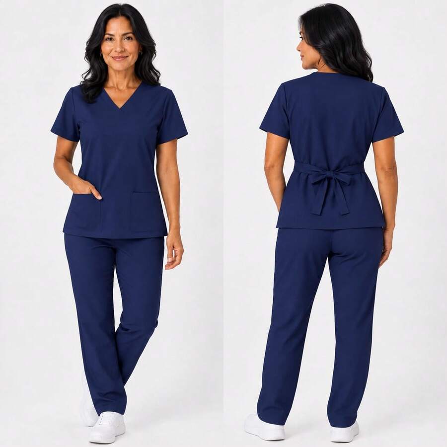 conjunto Pijama Cirúrgico Feminino Acinturado Manga Curta