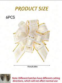 6 Pieces - Ruffled Bow Gift Wrapping Ribbon Bow, Used For Packaging Boxes And Decorations, Gift Wrapping For Wedding Baskets, Birthday Party Gift Boxes And Flower Decorations, Christmas Gift Decorations, Christmas Party Supplies (White) - AA - View 11