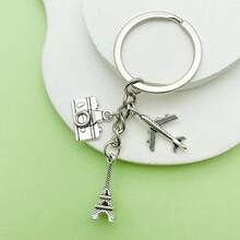 1pc Cross-Border Paris Eiffel Tower Airplane Camera Pendant Creative Alloy Keychain Travel Key Ring Accessory - Multicolor - View 2