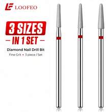 3Pcs Multi-Size Rounded Cone Diamond Nail Drill Bits, Red Band Fine Grit, 2.35mm Universal Shank For Electric Nail File, Nail Sidewall & Cuticle Cleaning - Multicolor - View 11