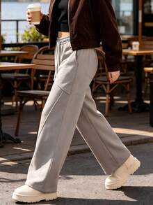 Women's Spring/Autumn Outdoor Casual Loose Long Pants, Versatile Daily Sports Trousers - Light Grey - View 11