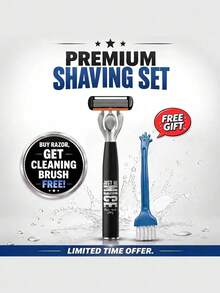 1/2/3pcs Black Handle Manual Shaving Set | Men's Manual Safety Razor Set With 6-Layer Stainless Steel Blades | Reusable, Smooth And Comfortable, Clean Shave - Multicolor - View 4
