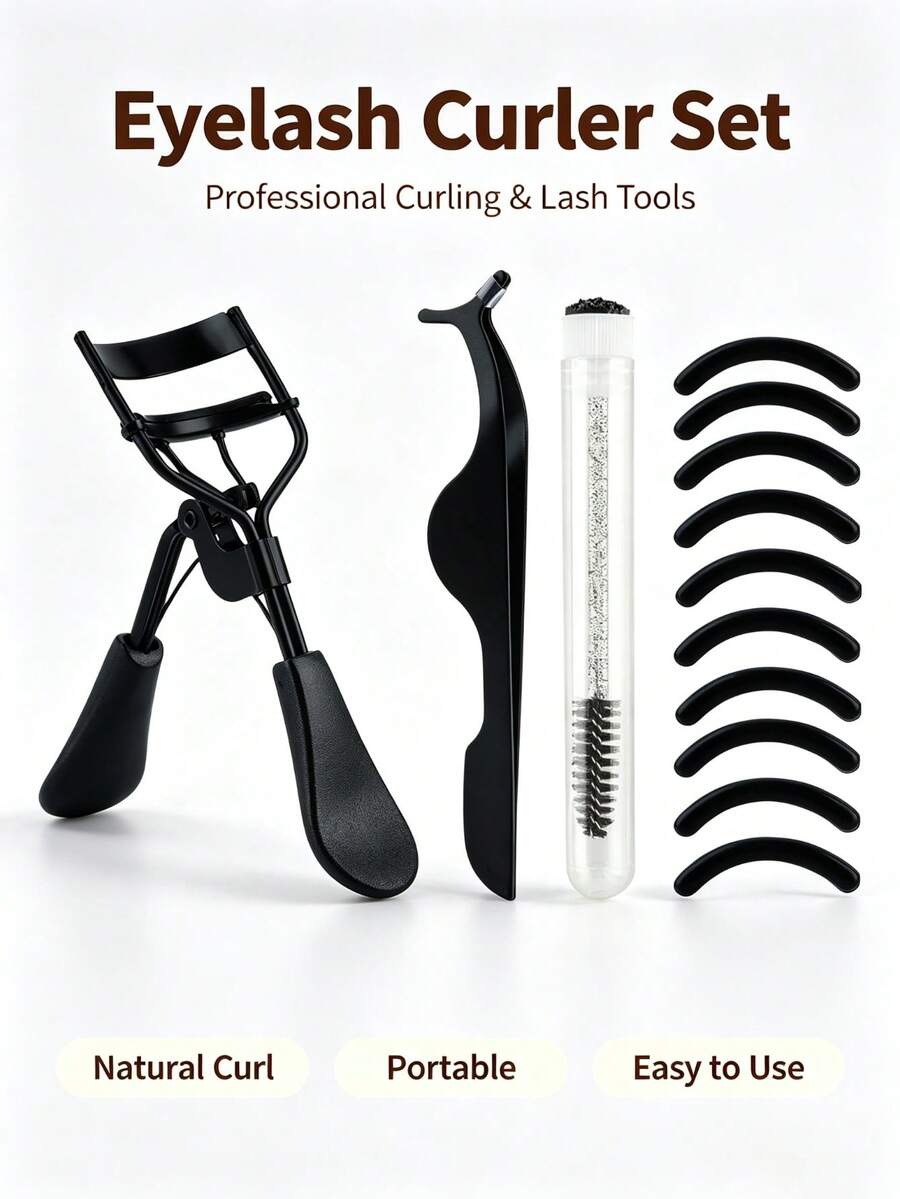 13pcs Eyelash Tool Set, Eyelash Curler, Eyelash Curler Replacement Rubber Pads, False Eyelash Extension Auxiliary Tools, Tubular Eyelash Brush, Eyelash Comb, Eye Makeup Tools - Multicolor - View 1