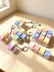 Keyboard Cube Stress Relief Keychain - Pressable Buttons, Soothing Desk And Pocket Accessory, Unisex For Adults, Car Keychain And Bag Charm, Birthday Gift, Student (Note: Non-Glowing) - Multicolor - View 3