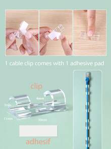 10/30/50/100pcs Transparent Self-Adhesive Cable Clips, No-Drill Wire Organizers, For Cable Management And Fixing, Suitable For Home, Office, Bedside Table, Desk, Wall, Car And Home Office Scenarios, Applicable For USB Cables, Power Cords And Ethernet Cables - Multicolor - View 6