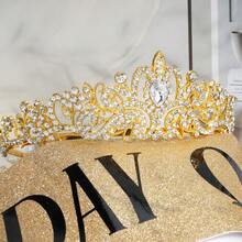 Birthday Sash For Women,Birthday Crown Tiaras For Women,Gold Rhinestone Queen Sash And Crown Tiara Headband For Party Decorations - Gold - View 6