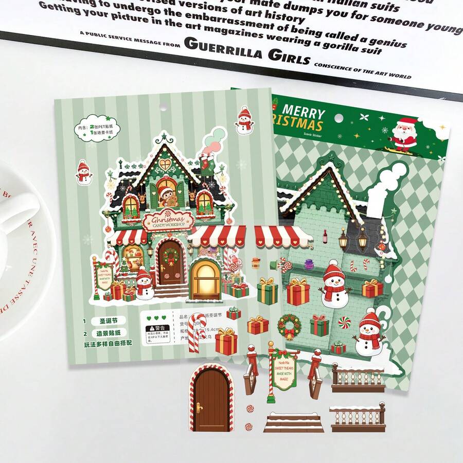 Large Size Landscape Stickers Miniature House Scene Stickers 3D Stereoscopic Scene Wall Decals DIY Stress Relief Planner Stickers - One Size Fits All - View 1