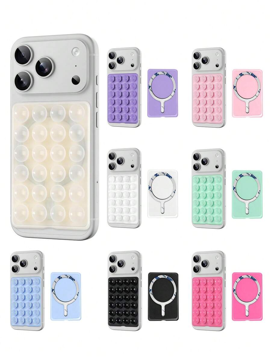 24pcs Square Non-Slip Strong Suction Cup Phone Holder MagSafe Magnetic Silicone Suction Cup Compatible With IPhone 12/13/14/15 And All Phones With MagSafe Cases