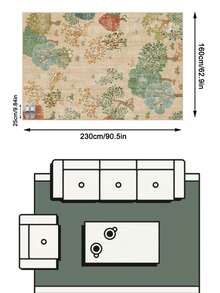 1pc Beige Vintage Forest Animal & Floral Area Rug, Faux Cashmere Material Rectangular French Country Style Artistic Illustration Pattern, Machine Washable Suitable For Living Room Bedroom Daily Home Decor, Aesthetic Home Decoration - Multicolor - View 16