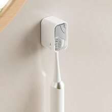 1pc Wall Mounted Toothbrush Holder With Lid Dustproof Electric Toothbrush Rack Bathroom Storage Organizer No Drilling Required - Multicolor - View 8