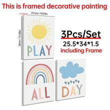 3pcs Bohemian Room Decor Paintings Canvas Wall Art Nursery Decor, Sun Canvas Painting, Daycare Poster, Classroom Decor Play Area Sign, Unframed, Modern Canvas Wall Art, Room Poster, Room Decor Supplies, Home Decor, Room Decor Aesthetic, Western Decor - Multicolor - View 14