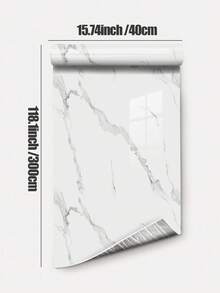 White Marble Pattern Sticker With Transparent Gray Veins, Self-Adhesive Wallpaper. Waterproof, Wear-Resistant And Strong Adhesion, Suitable For Living Room, Entryway, Kitchen And Bathroom Decoration - Multicolor - View 3