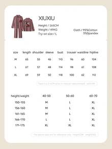 Gongdie 2 Pieces Disney Mickey Christmas Pajamas For Women,Fall Red Plaid Soft Cotton Loungewear With Pocket - Red - View 7