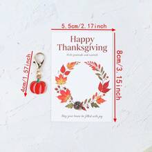 4pcs/8pcs Pumpkin & Thanksgiving Greeting Card Keychain Set, Suitable For Bags/Backpacks/Car Keychains/Daily DIY Decor, Ideal For Thanksgiving/Halloween/Daily Gifts/Holiday Parties - Multicolor - View 6