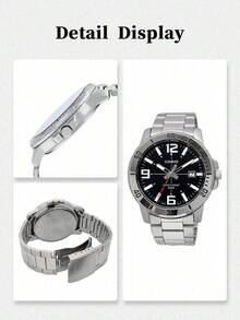 Casio Men's Sports Analog Watch Black Luminous Dial Stainless Steel Band 5ATM MTP-VD01D - Black - View 5