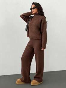 Women Sweater Co-Ords - Khaki - View 3