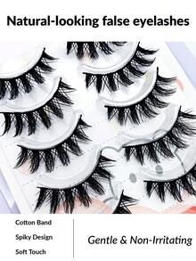 5 Pairs Devil Spiky Wispy Strip False Eyelashes,Band Dramatic Fluffy Lashes, Soft Lightweight Reusable Eyelashes For Party Daily Makeup - View 4