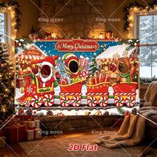 1pc 2D Flat Banner, Christmas Party Face Cutout Photo Booth Banner, Winter Snow Scene Steam Train Hollow Portrait Frame, Colorful Lights Christmas Tree Teddy Bear Gift Full Print, Three Hollow Portrait Frames, Santa Claus Elf Reindeer Riding Candy Train Print, Vibrant Festive Style, Polyester Material, Perfect For Holiday Party Photo Prop Decoration - 1 - View 10