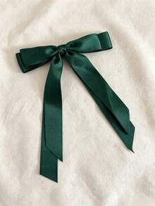 1/2pcs Women's Hair Clips, Dark Green Tassel Bow Hair Clips, Long Ribbon Design, Solid Color Satin Polyester Fiber Crocodile Clips, Fashion Hair Accessories, Suitable For Festivals, Autumn, Y2K Style And Christmas Wear - Multicolor - View 10