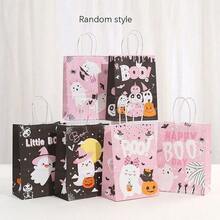 Halloween Theme Paper Gift Bag Set With Handles, Perfect For Party Favors And Holiday Celebrations, Halloween Party Scary Party Decorations, Trick Or Treat Party - Multicolor - View 7