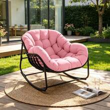 The Papasan Rocking Chair Is Suitable For Outdoor All-Weather With Cushions And Pillows. Heavy-Duty Metal Materials Are Oversized Papasan Rocking Chair. Garden Patio Lawn - 1 Unit - View 14
